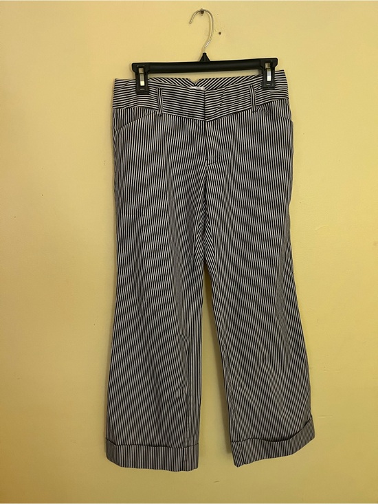 Old Navy Pants - Old Navy Blue and White Striped Cuffed Bottom Pants Low Waist Size 2
